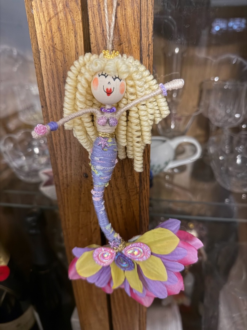Handcrafted Pink Mermaid Hanging Ornament - Decorative Home Accent
